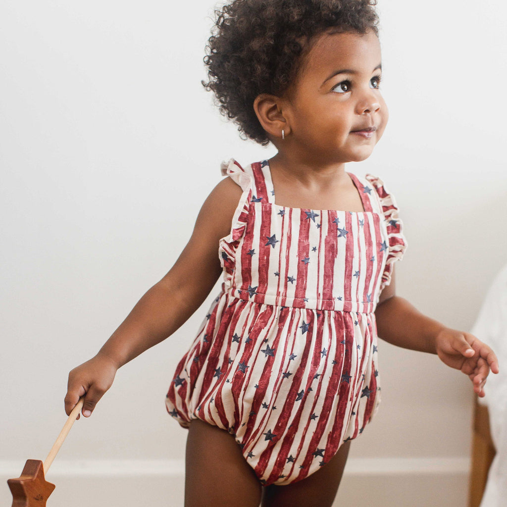 Stars & Stripes Baby Girl Bubble Romper